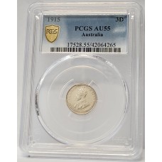 AUSTRALIA 1915 . THREEPENCE PGCS AU55